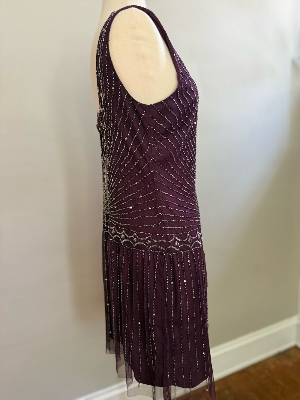 Adrianna Papell Beaded Gatsby Flapper Dress Size M/L Art Deco Costume Party - Picture 6 of 14